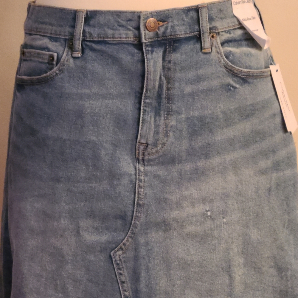 NWOT Calvin Klein blue jean skirt size 30 - Picture 1 of 13